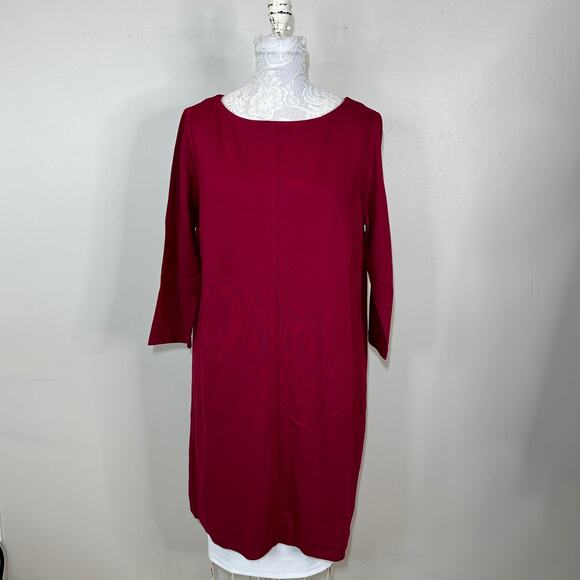 J. Jill Ponte Knit Sheath Dress Cranberry Women Medium Pockets Stretch NWT - Picture 1 of 7